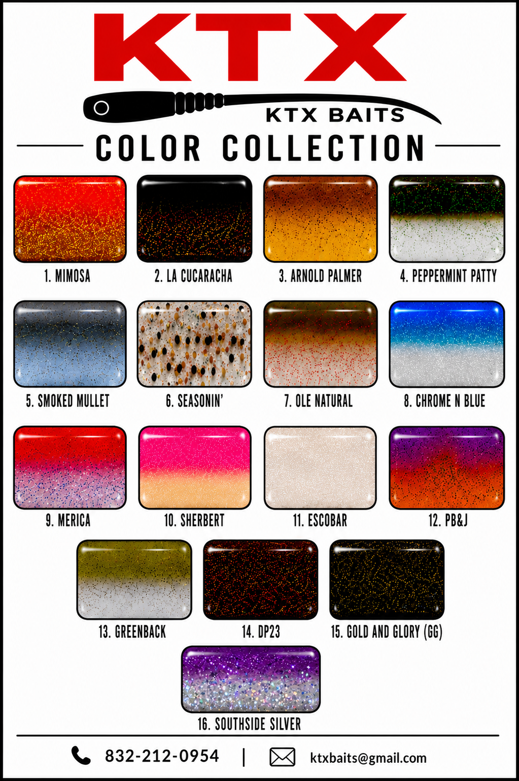 KTX Baits Gulf Coast color chart